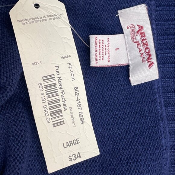 Arizona Jean Women's Navy Blue Fun x3 Graph Log Sleeve Sweatshirt Sz L- NWT - Picture 5 of 7